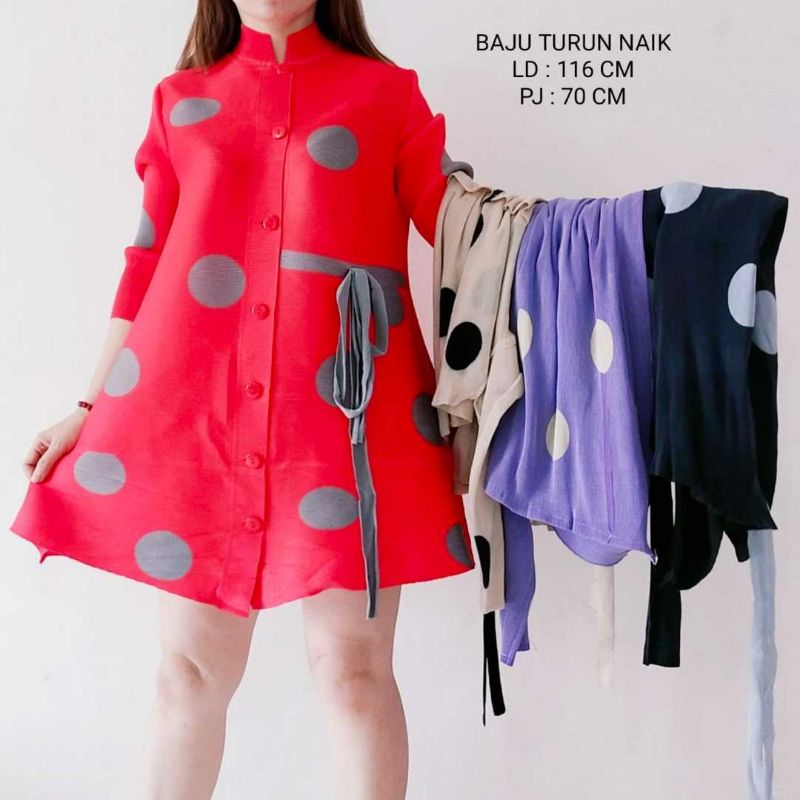 22100 Dress import plisket polkadot GOOD QUALITY