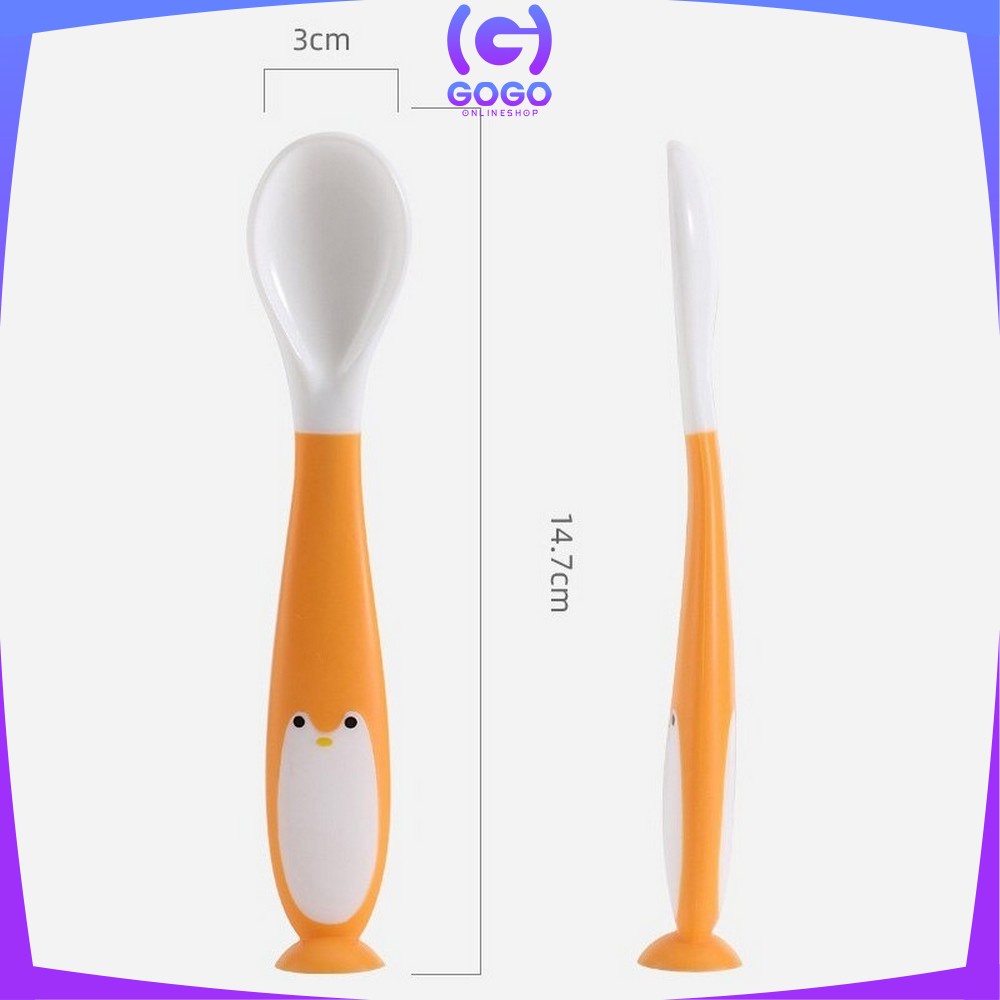 GOGO-C345 Sendok Bengkok Bayi Sendok Garpu Set Anak / Sendok Makan Bayi Silikon Fleksibel Spoon BPA FREE / Sendok Bayi Bengkok