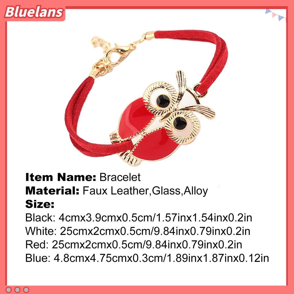 Bluelans Gelang Liontin Burung Hantu Model Lapis Ganda Bahan Alloy Gaya Retro Untuk Wanita