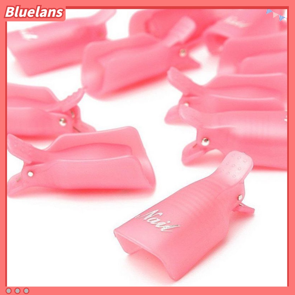 Bluelans 10Pcs Klip Cap Soak Off Penghilang Kutek UV Gel Bahan Plastik Untuk Manicure