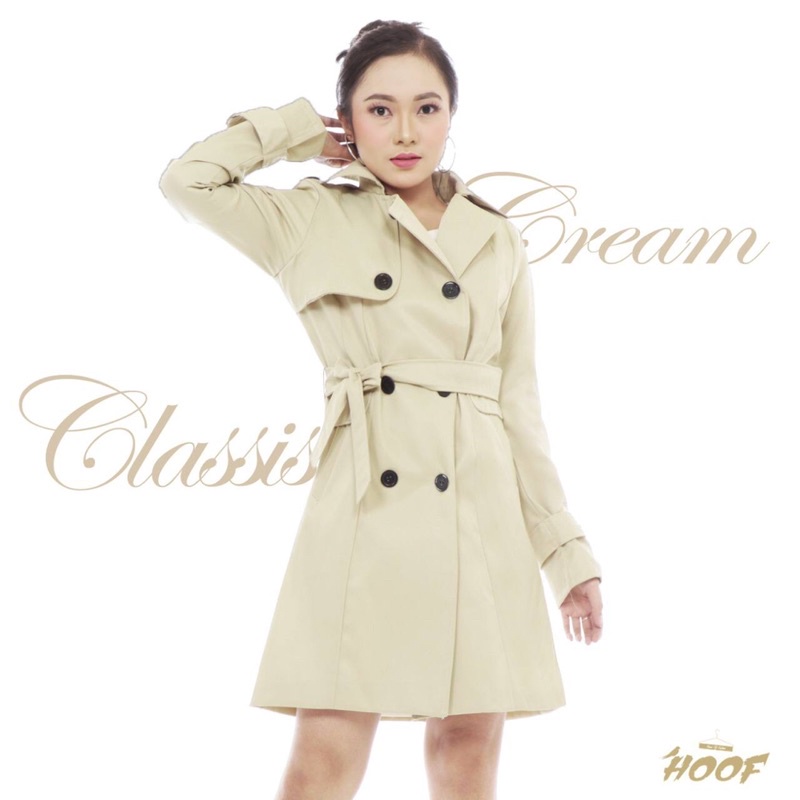 PROMO Coat Wanita Korea Classis Cream & Hitam
