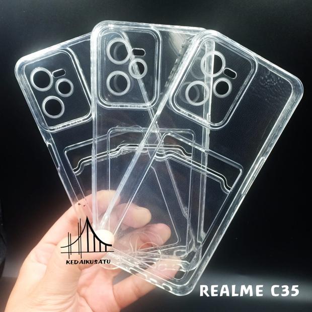 Realme C35 Case Softcase TRANSPARAN CARD HOLDER Casing Realme C35