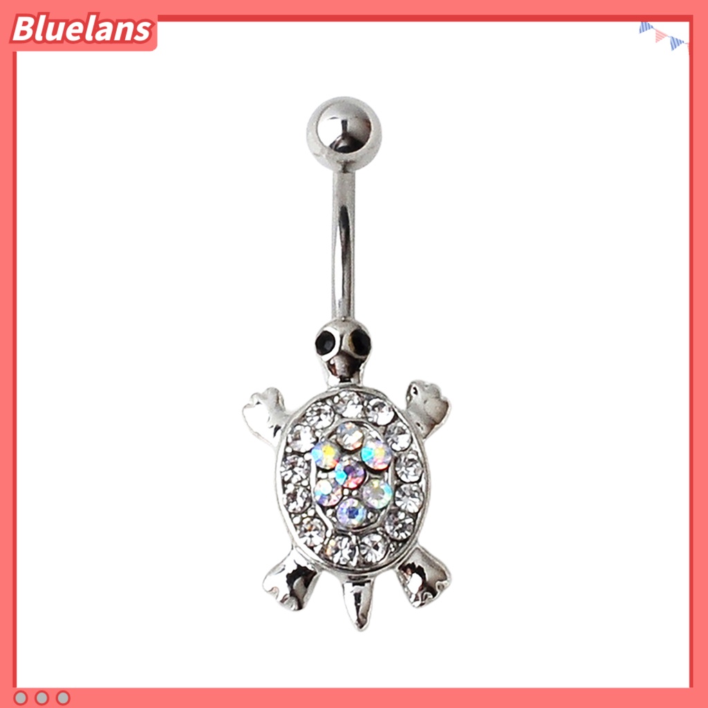 Bluelans 16G Multicolor Rhinestone Cute Turtle Sexy Body Piercing Belly Button Bar Ring