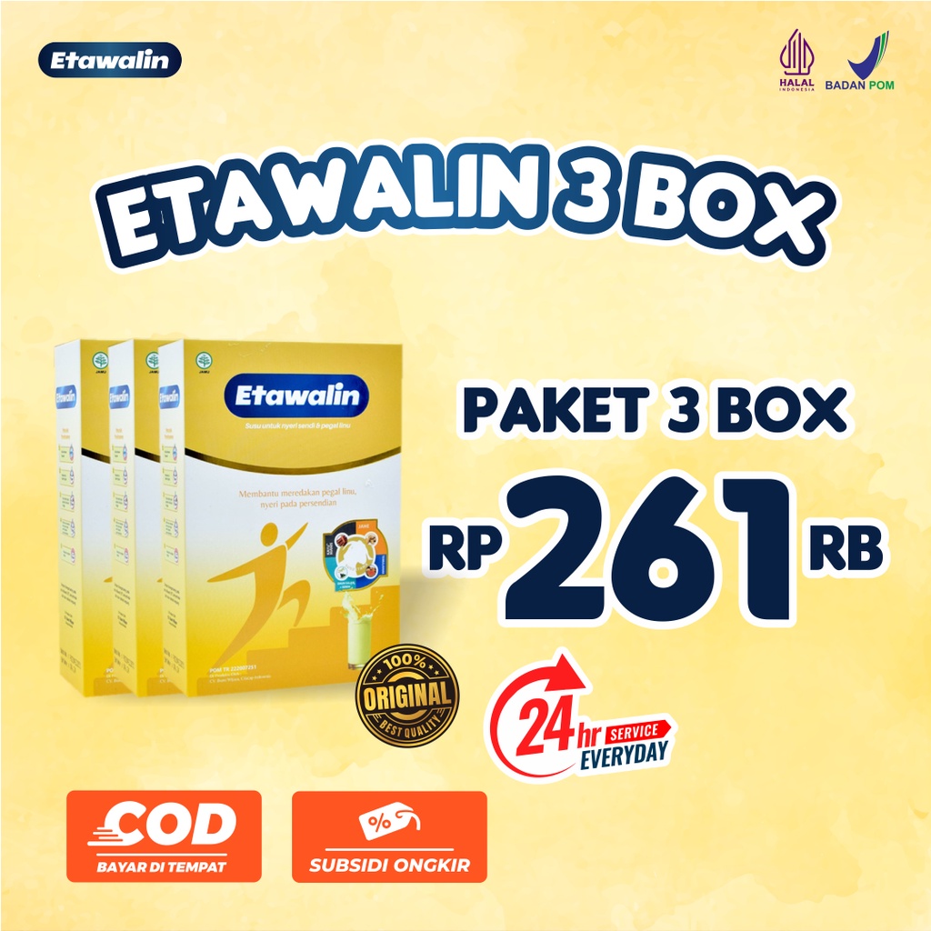 ETAWALIN 3 BOX - Susu Kambing Etawa Susu Terapi Nyeri Sendi Terbaik Atasi Masalah Asam Urat Rematik Jaga Kepadatan dan Kesehatan Tulang Tulang