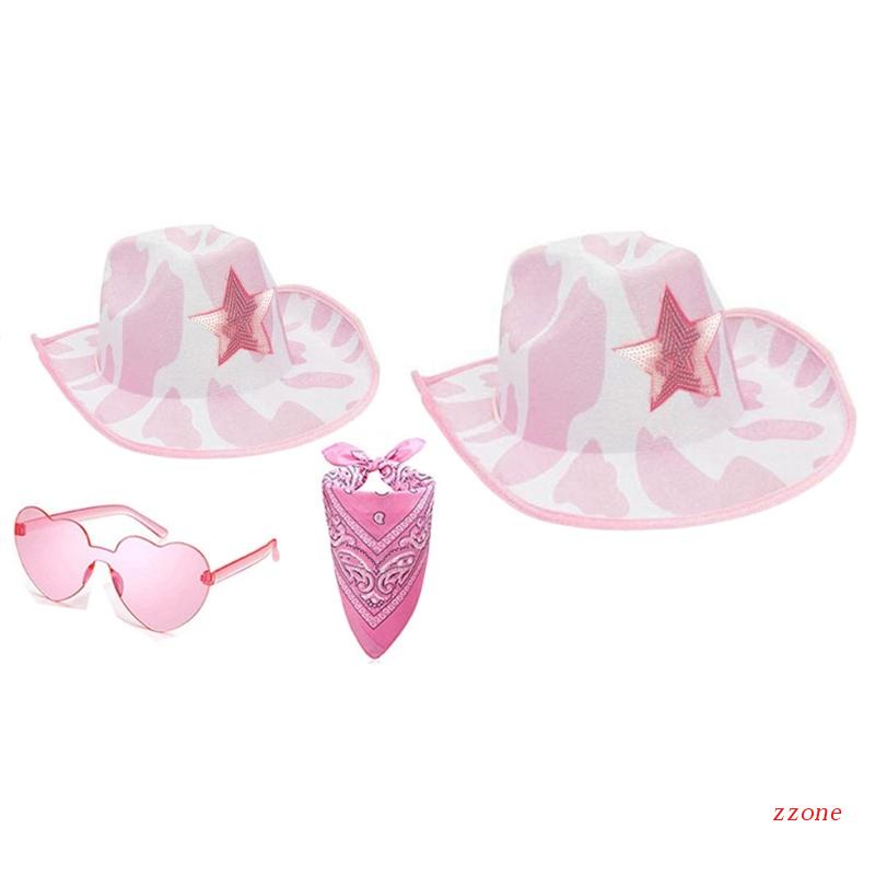 Topi Cowboy Warna Pink Gaya Barat Untuk Wanita