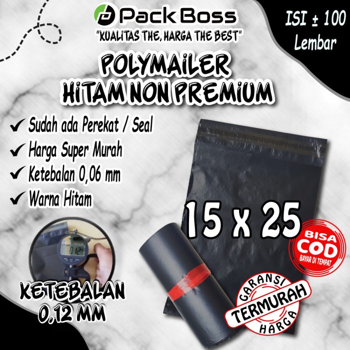 

Terlaris Polymailer Hitam Non Premium 15X25 Cm (Isi +/-100) Termurah Ada Lem Limited