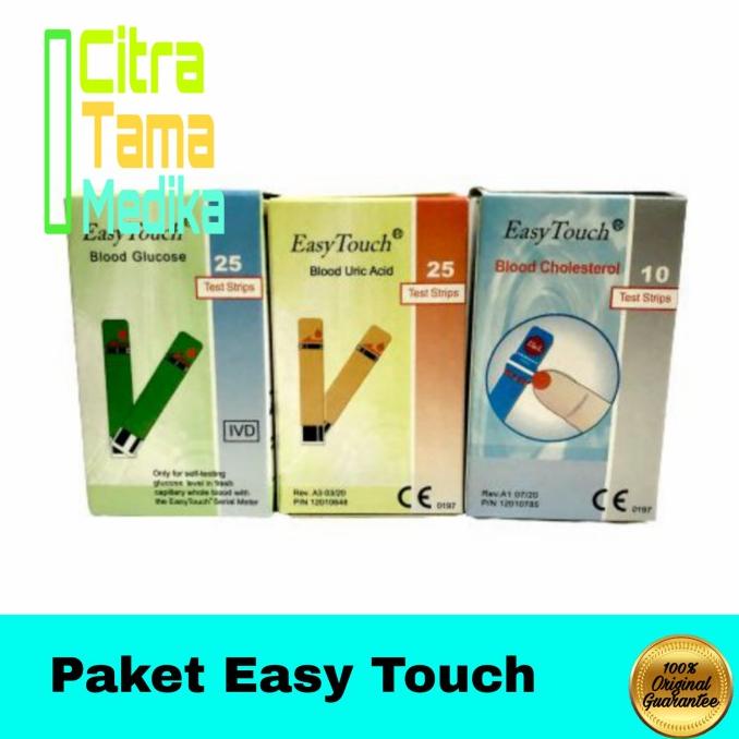 Paket Strip Easy Touch / Alat Tes Gula Darah Kolesterol Asam Urat