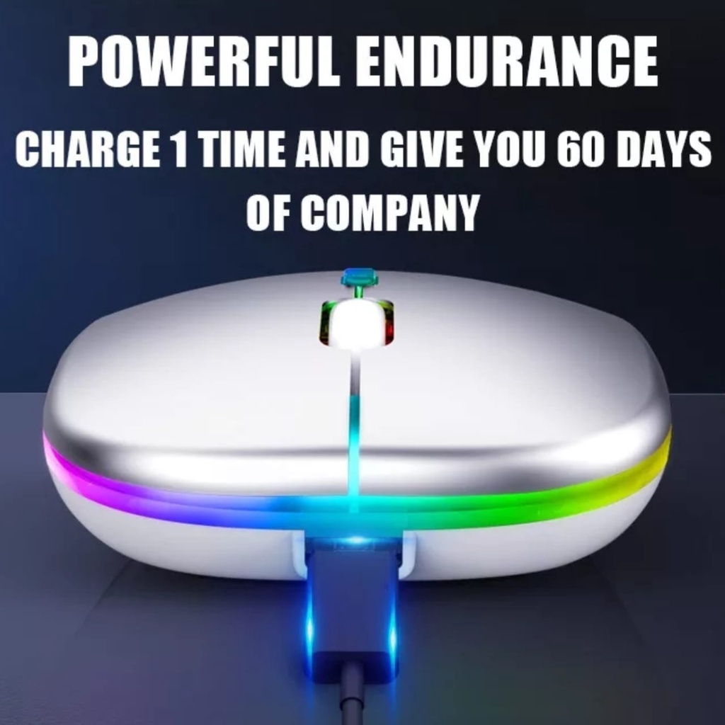 Mouse Wireless Optical LED RGB Super Slim Silent USB Recharge 2.4 GHz Plug &amp; Play