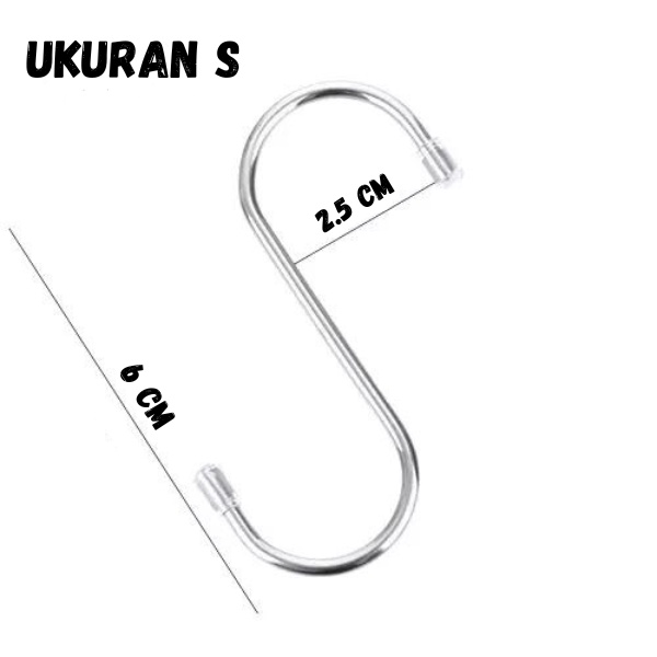 Gantungan S Serbaguna Stainless Steel Cantolan Bentuk S Hanger Hook Pengait Kawat Stainless Steel TERMURAH TERLARIS