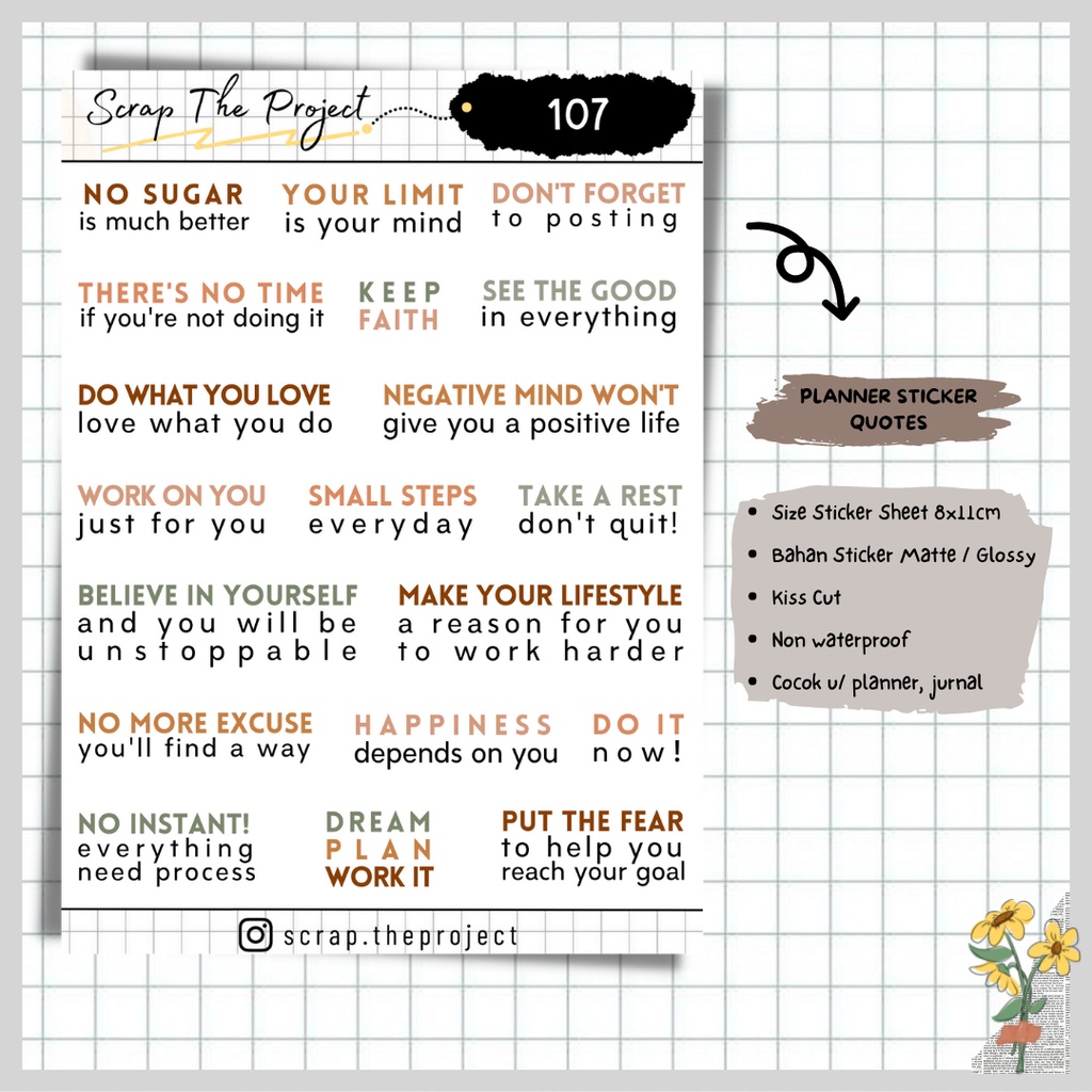 

STICKER PLANNER JOURNAL / QUOTES STICKER / STP - 107