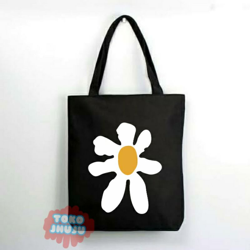 Tas Tote Bag Wanita Daisy White Flower Besar Jimin BTS