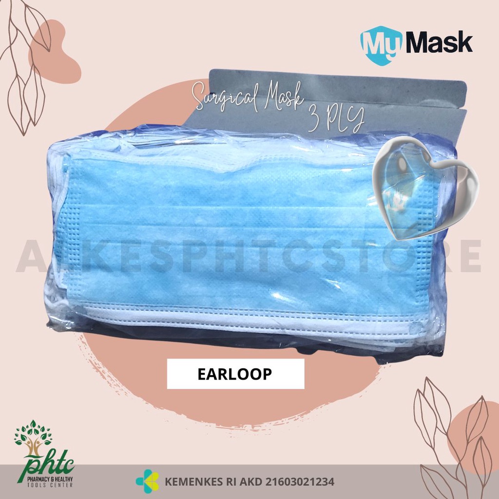 MY MASK Masker Medis 3 Ply Biru l Surgical Facemask EARLOOP Isi 50 Pcs