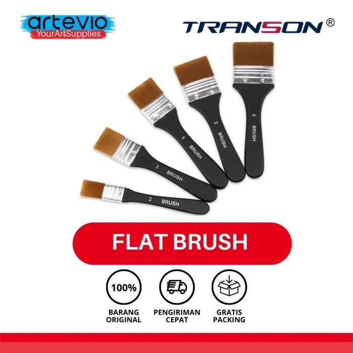 

Hadir Kuas Lukis Transon Acrylic Oil Watercolour Gouache Art Brush Flat Tip Limited