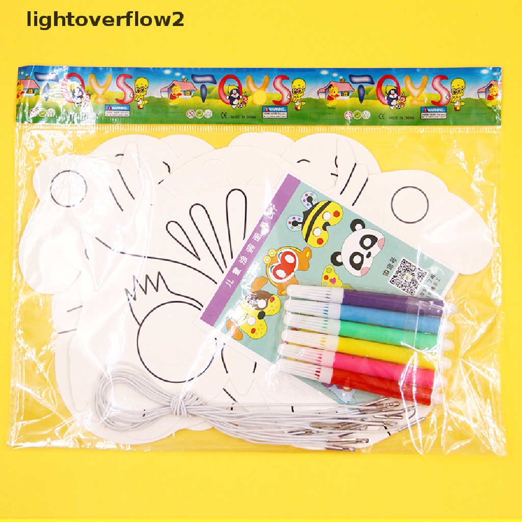 (lightoverflow2) 8pcs Masker Gambar Kartun Hewan DIY Untuk Kerajinan Tangan