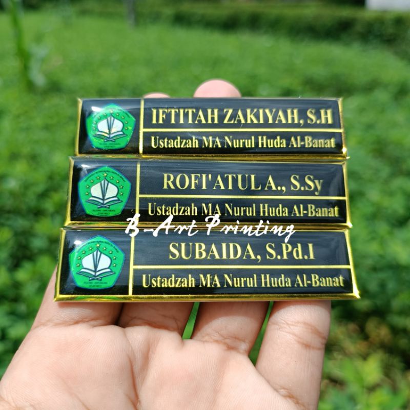 HARGA GROSIR Papan Nama Nama Dada Name Tag Akrilik Gold / Dokter Guru Siswa Bidan Emas Coating Resin