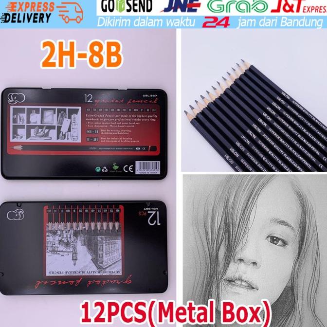 

Set Pensil Sketsa Sketch Drawing Alat Lukis gambar menggambar 2H-8B