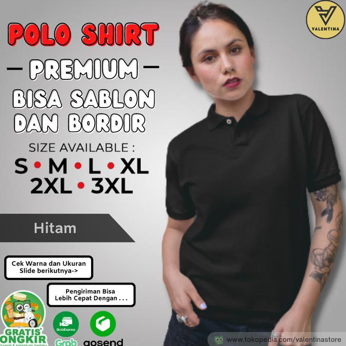 Kaos Kerah Wanita Polo Shirt Wanita Kaos Polo Polos Wanita Hitam/Black Termurah