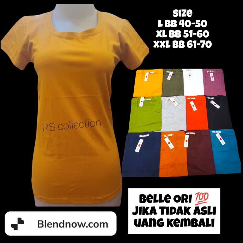 Baju Kaos Belle Polos Wanita ORI Lengan Pendek