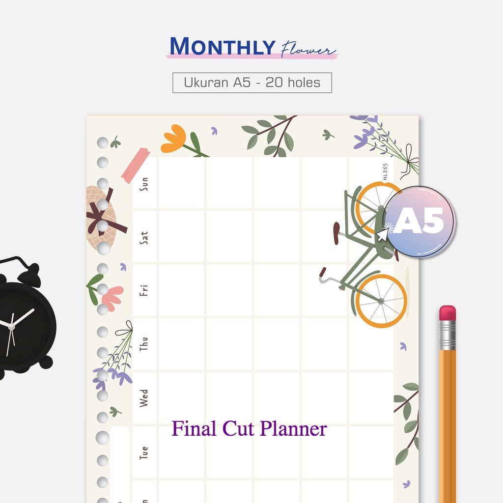 

Bukuqu Loose leaf A5 - NL265 Monthly Flower - Kertas File - Bookpaper - Kertas Binder .