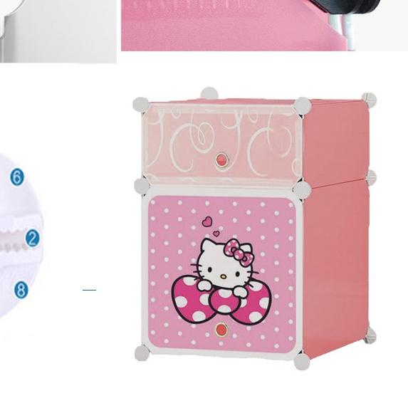 Lemari Plastik Mini 2 Susun Lemari portable multifungsi lemari pakaian susun karakter Doraemon Hello