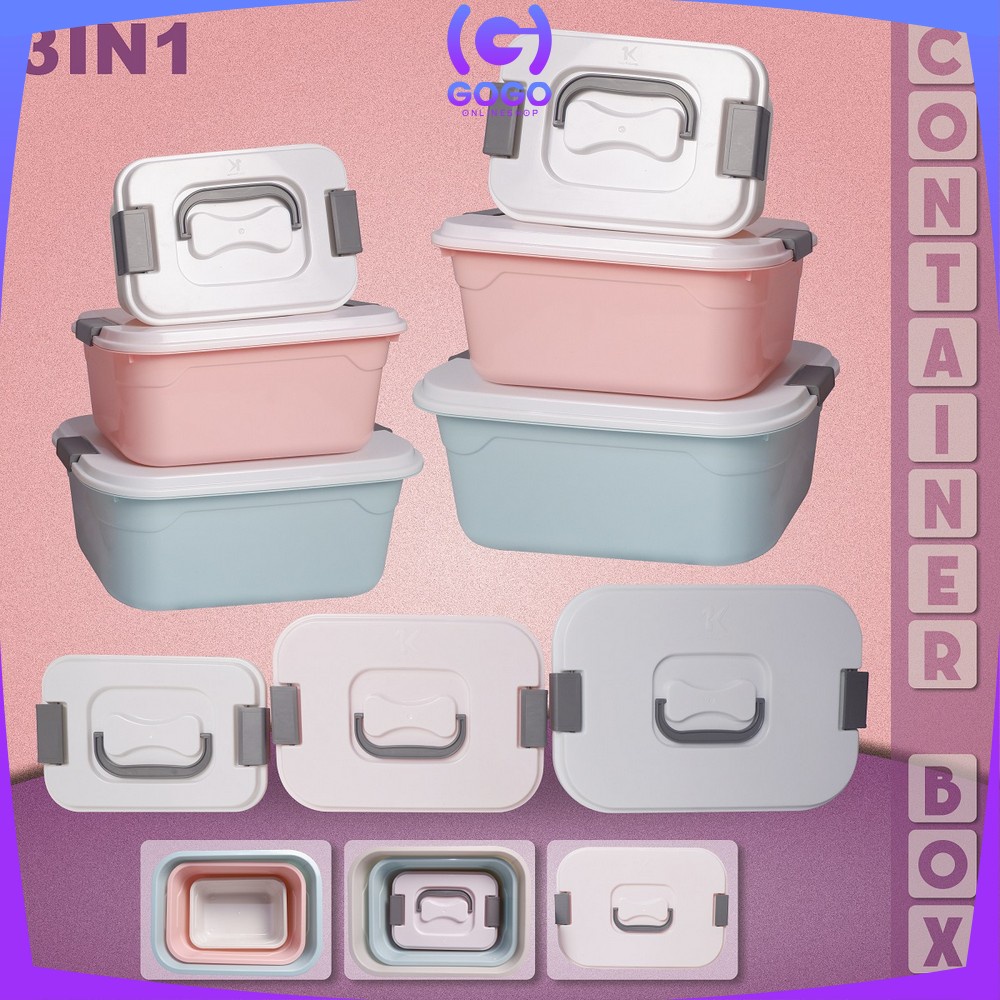 GOGO-C272 Container Box 3IN1 Storage Organizer Box / Tempat Penyimpanan Multifungsi Kontainer Plastik / Wadah Plastik Kotak Penyimpanan