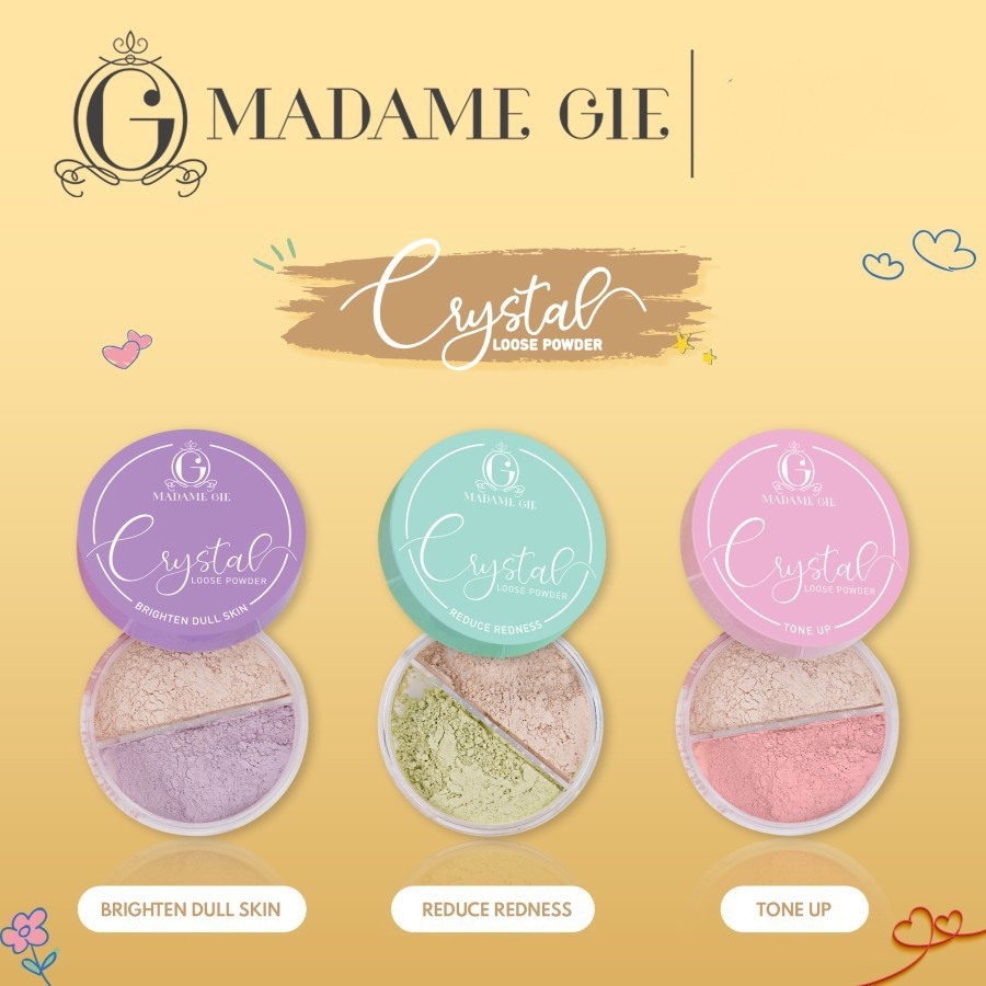 MADAME GIE Crystal Loose Powder 10g | Make Up Bedak Tabur shimmer tone up brightening uv