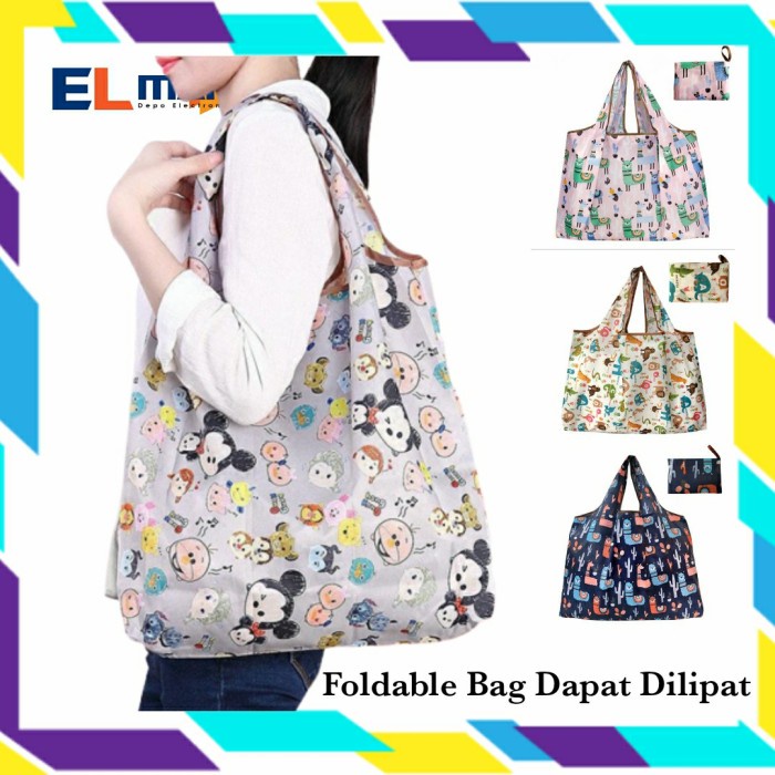 Elmart Tas Lipat Belanja Besar Foldable Shopping Bag Waterproof SB03 Anti Air Tas Travelling