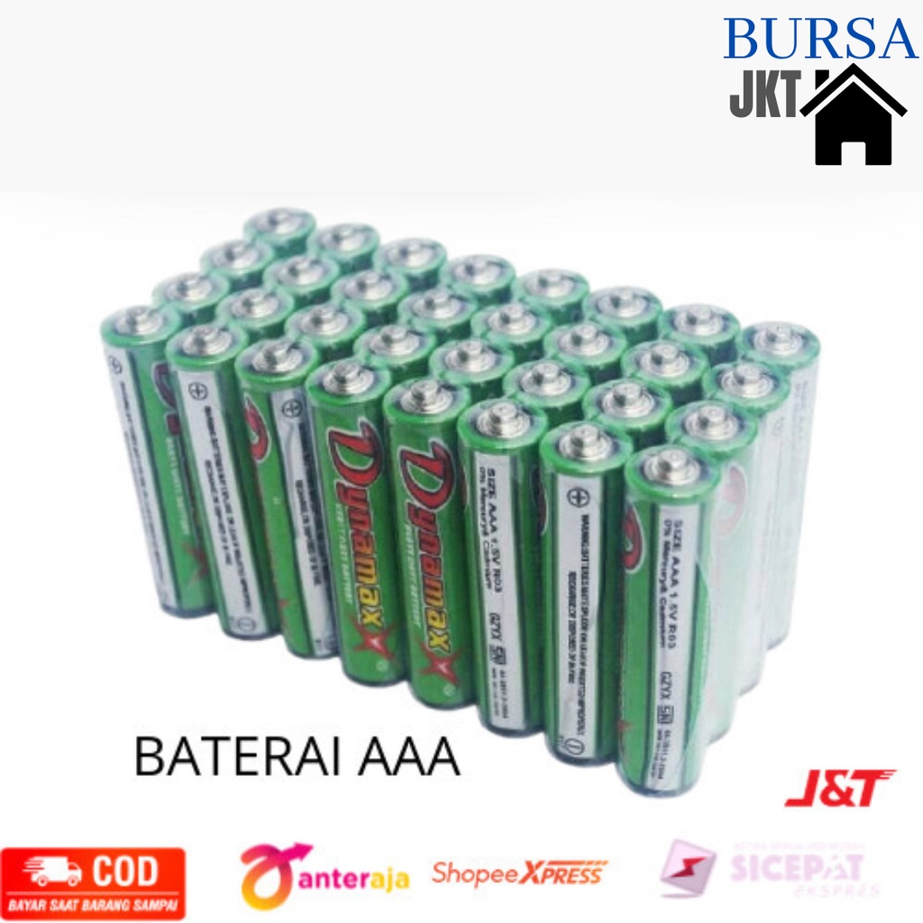 BATERAI MERK DYNAMAX  UKURAN  AA (ABU) BESAR AAA (HIJAU ) KECIL PER PACK