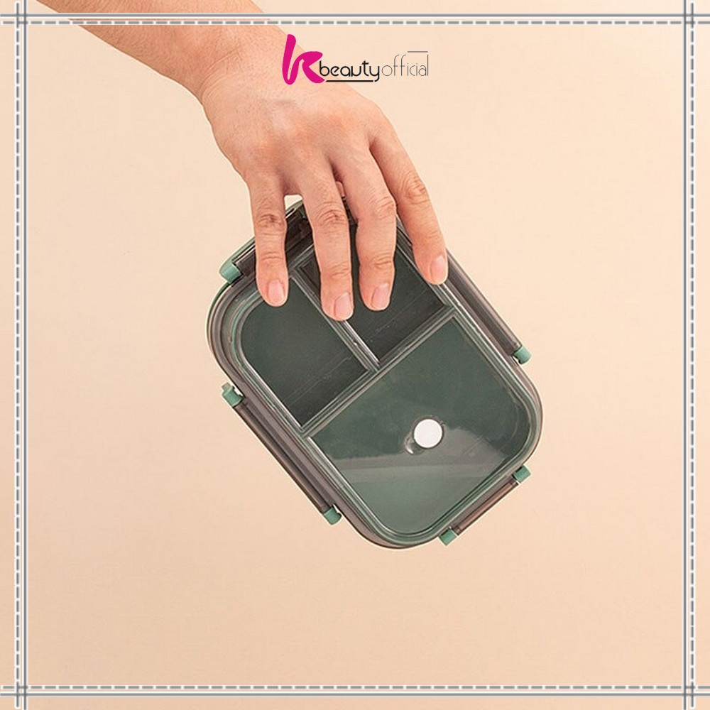 KB-C697 Tempat Makan Set 2 Tingkat 3 Sekat Anti Tumpah / Lunch Box Susun Free Sendok Garpu Portable / Kotak Bento Tingkat Set BPA FREE