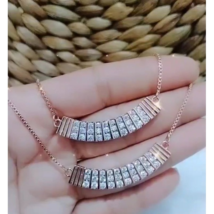 XupingSumbayak. Kalung plat panjang rosegold xuping titanium lapis emas medan sumbayak