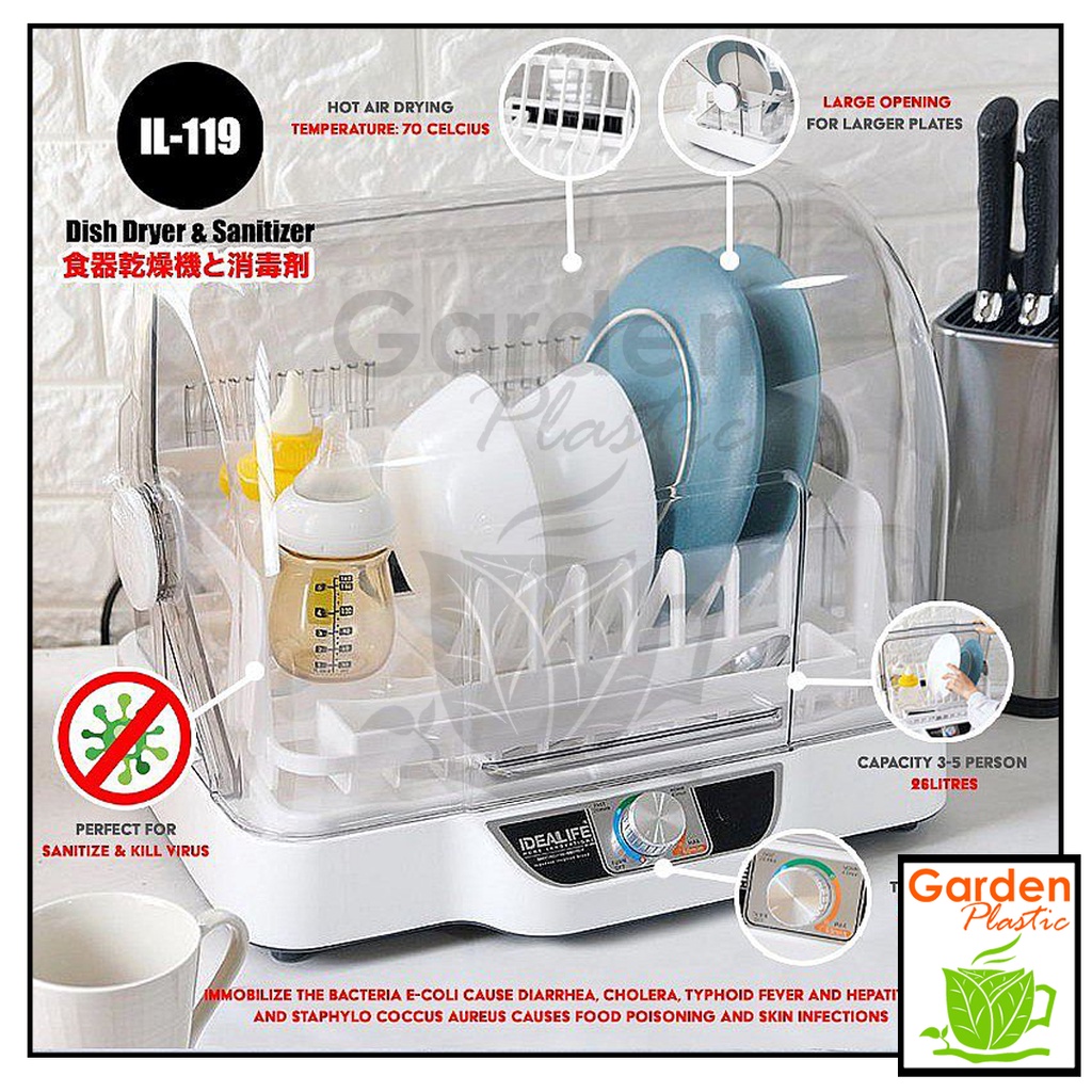 Idealife IL-119 Pengering & Sterilizer Piring dengan UV & Anti-Bakteri