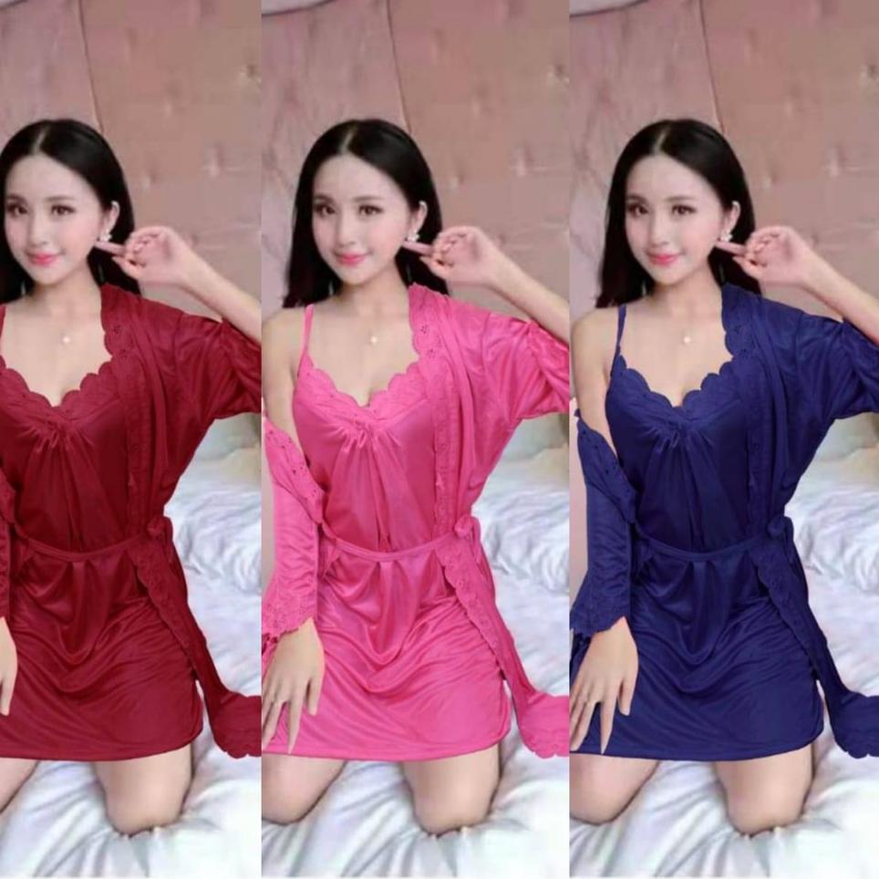 Wow banget--hokyfashion BAJU TIDUR SANTAI PIYAMA WANITA KIMONO SET RECOMANDED / NAVY.MAROON.FANTA