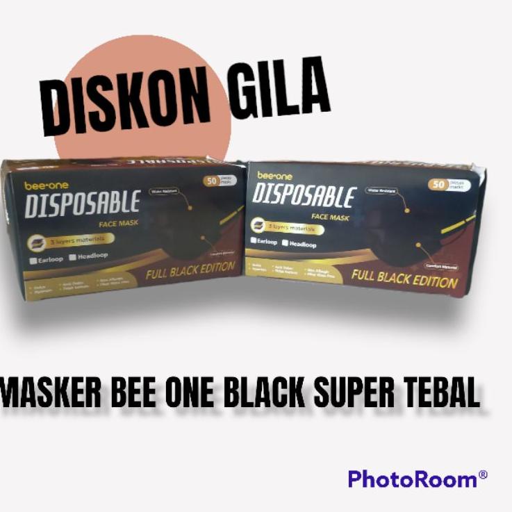 In Sale	6.6 Masker hitam full black edition 3ply disposible earloop isi 50pcs super tebal original n