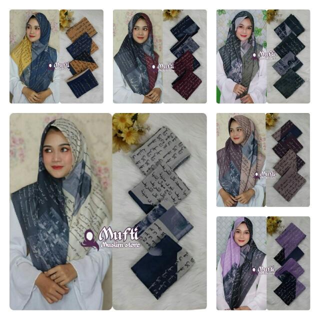 HIJAB KERUDUNG JILBAB  SEGI EMPAT VOAL  MOTIF  KORAN ARABIC KOREAN  KEKINIAN VIRAL MODERN JUMBO MURA