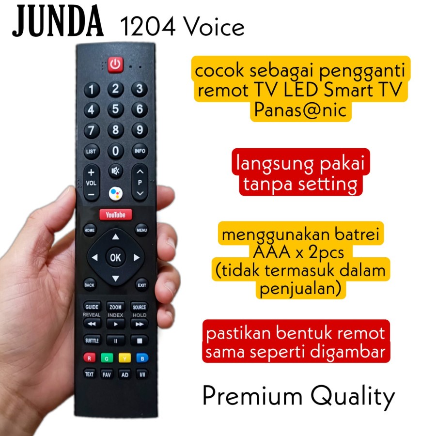 REMOTE PENGANTI TV LED SMART TV PANASON!C VOICE 1204 BAHAN PREMIUM