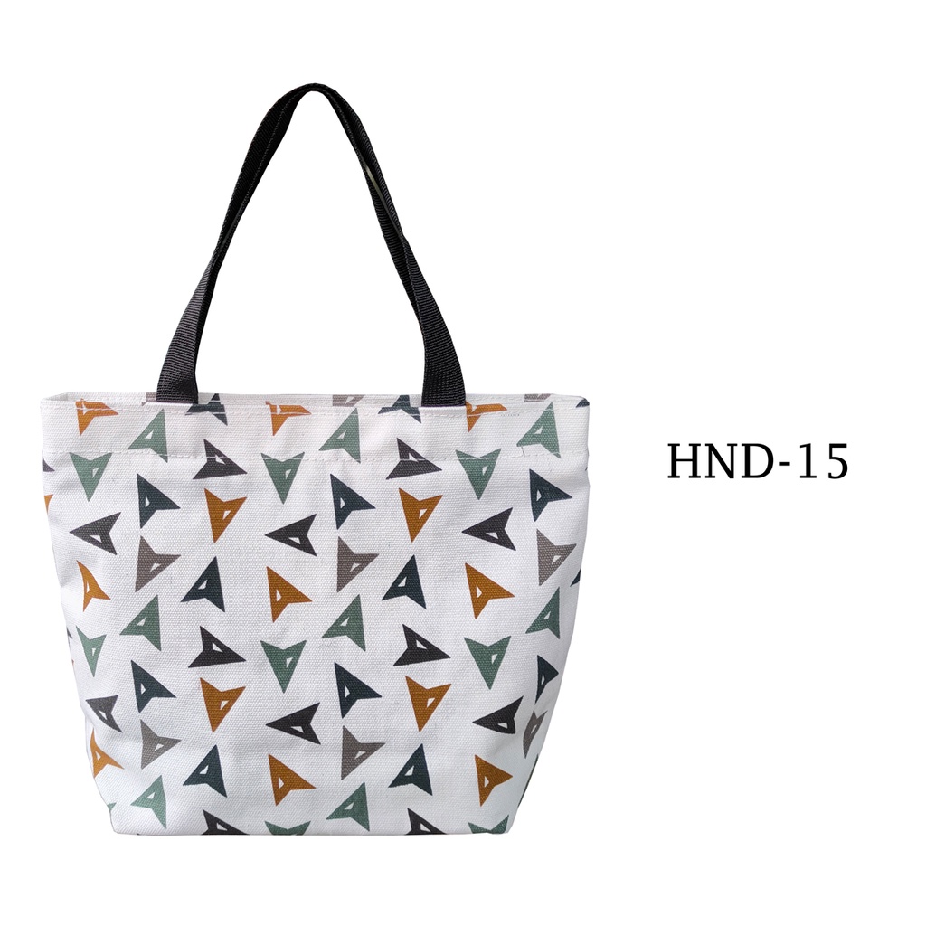 TAS KANVAS HAND BAG TAS TANGAN TOTE BAG BAHAN KAIN KANVAS TEBAL DENGAN RITSLETING MOTIF HND-15