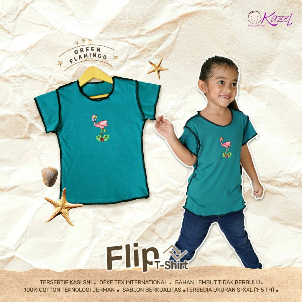 Kazel Tshirt Flip - Baju Anak Perempuan (3 Pcs) WARNA RANDOM KZL-TF