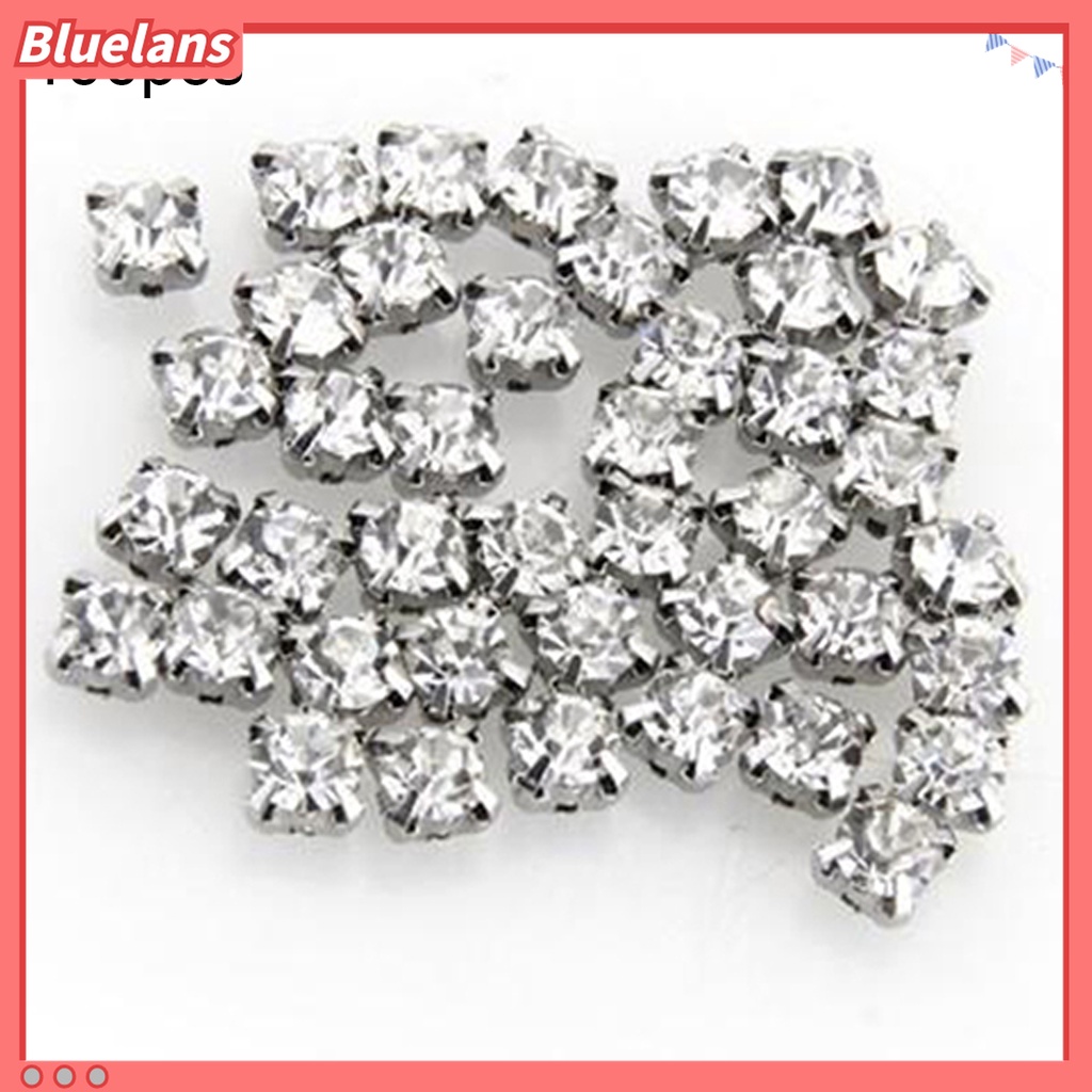 100 Pcs Manik-Manik Berlian Imitasi Lapis Perak Untuk Dekorasi Jahit Perhiasan