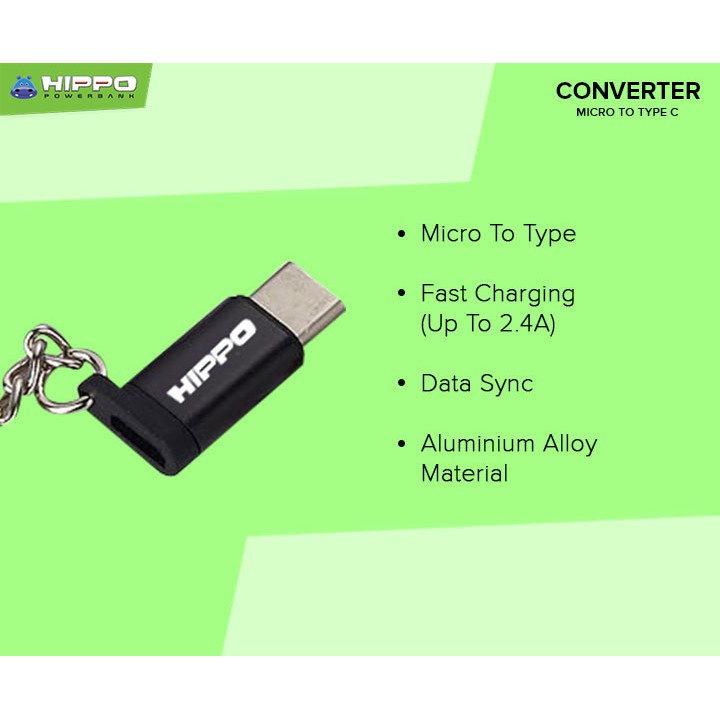 Hippo Adapter Converter Micro USB To Type C Support Android