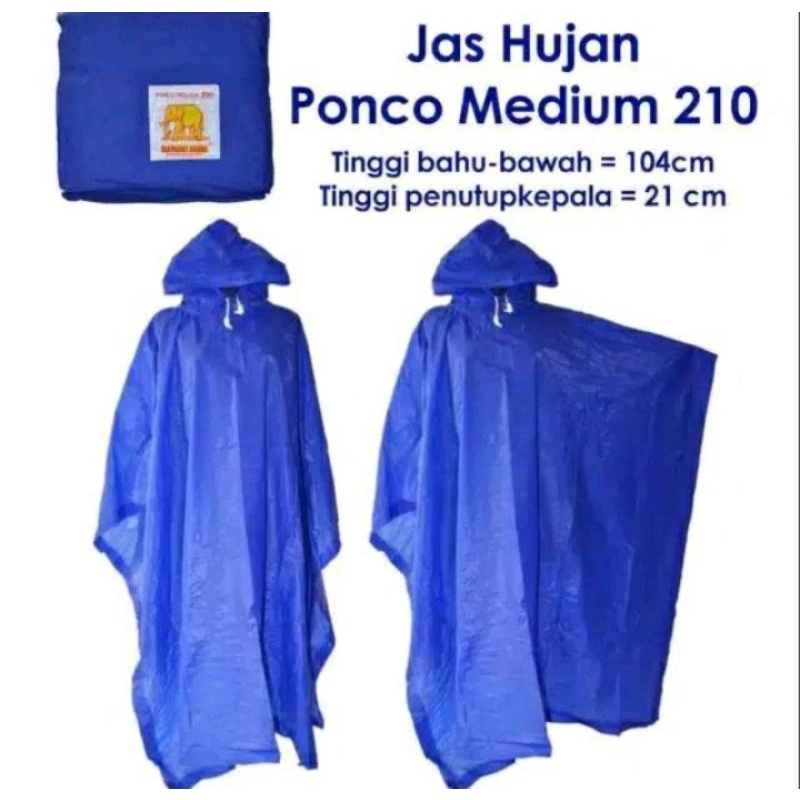 jas hujan ponco medium 210 biru