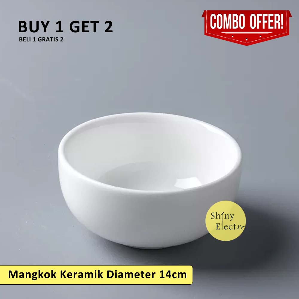 Buy 1 Get 2 - 3 Pcs Mangkok Mangkuk Keramik 14cm - Kuah / Sup / Soup Jepang Korea Set Polos Premium 
