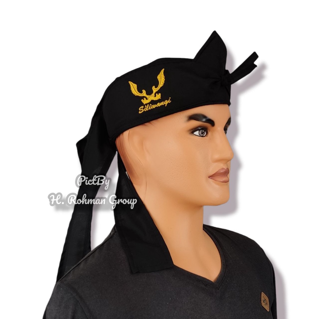 Belangkon Hitam Bordir Macan Kujang Pajajaran Ukuran Dewasa