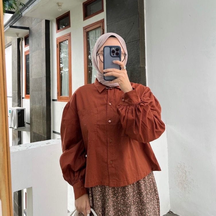 BEFAST - ZEC OOTD Blouse Crincle DELION / Ruvin Crincle Oversize Crop Shirt / Hem Polos Formal / Outfit Wanita Hijab / Kemeja Lengan Panjang Terlaris / Hem Termura / Pakaian Kekinian Remaja ABG / Kemeja Crop Wanita Keluaran terbaru / Fashion Casual Wanita