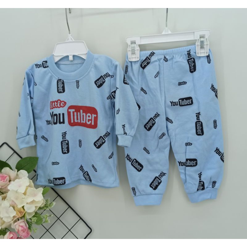 Setelan Piyama Bayi Size 0-12bulan Gambar Youtuber / Pakaian Bayi / Setelan Bayi / Baju Bayi