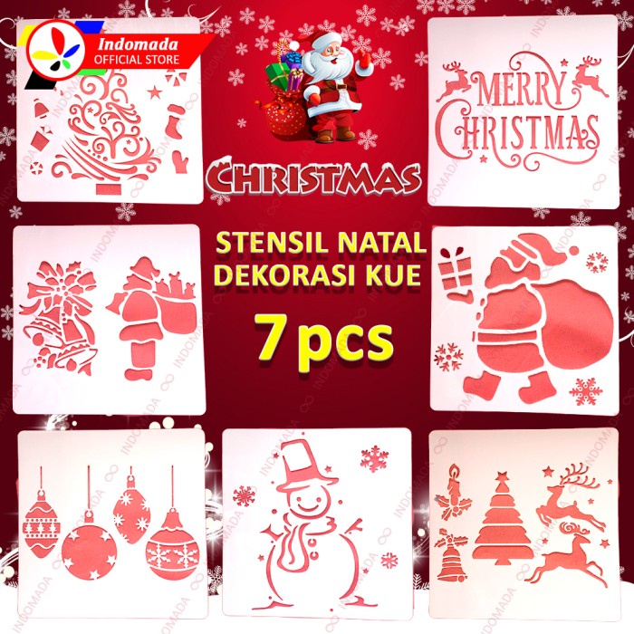 

Tokoevif Cetakan Stencils 7 Pcs Stensil Taburan Natal Christmas Dekorasi Kue