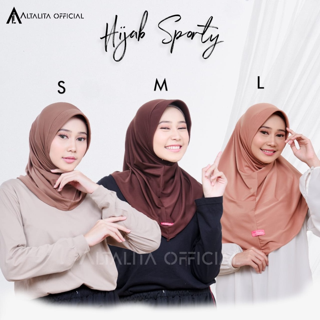 Altalita - Jilbab Sport Bergo Instan All Size Ukuran S M L Jersey Premium | Kerudung Sporty Instan Olahraga Volly Futsal Senam Terbaru | Hijab Sekolah Instan Menutup Dada