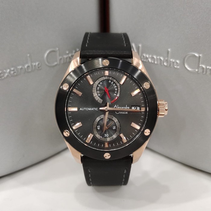 Jam Tangan Alexandre Christie AC 3044 Pria / AC3044 Automatic Black RoseGold Original