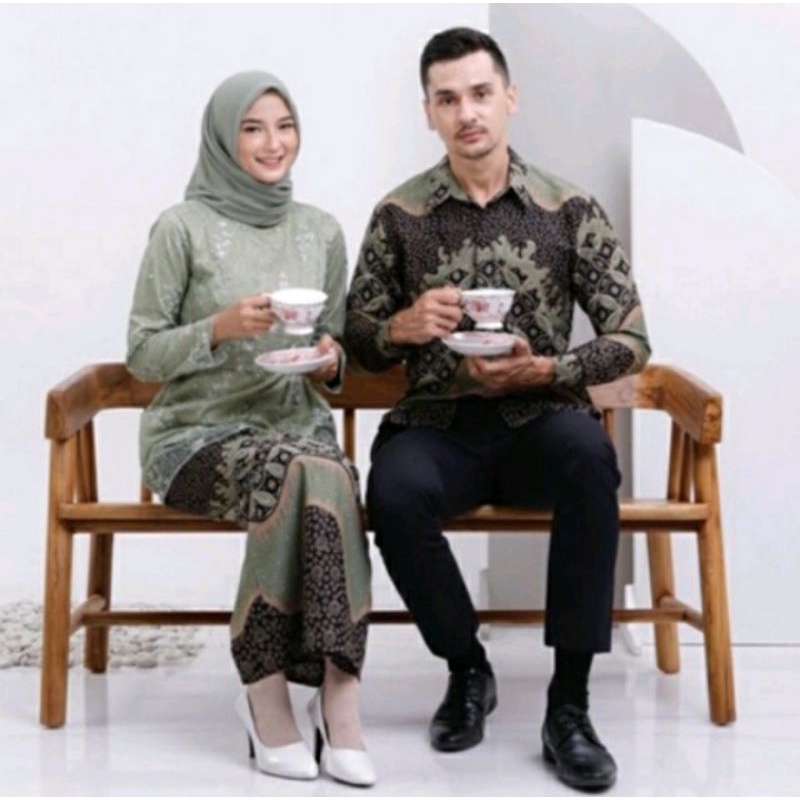 kemeja batik sage green