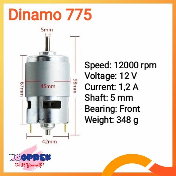 Motor Listrik Dinamo 775 12V 12.000 Rpm Dinamo Rs775 Dc Motor