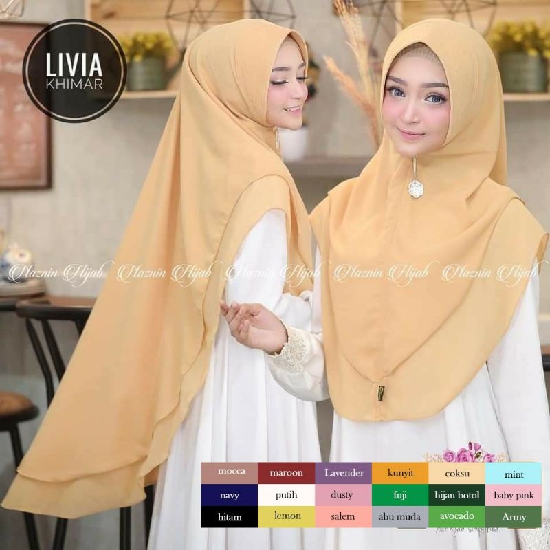 Hijab Syari 2 Layer / Khimar 2 Layer pet antem / hijab instan 2 Layer